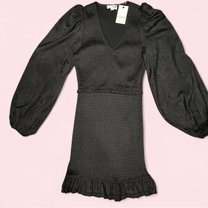 Allison New York Black Textured V-Neck Dress with Tag